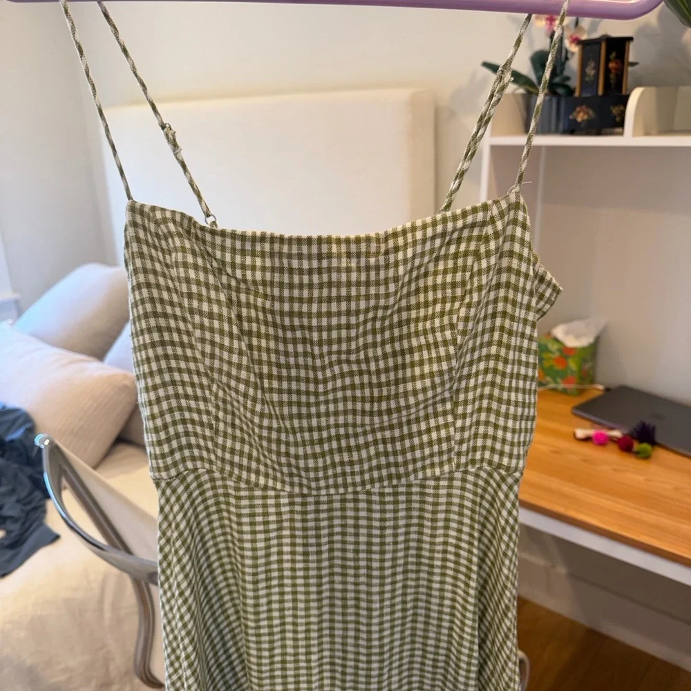 Reformation Green Checkered Maxi Dress - Picture 6 of 7